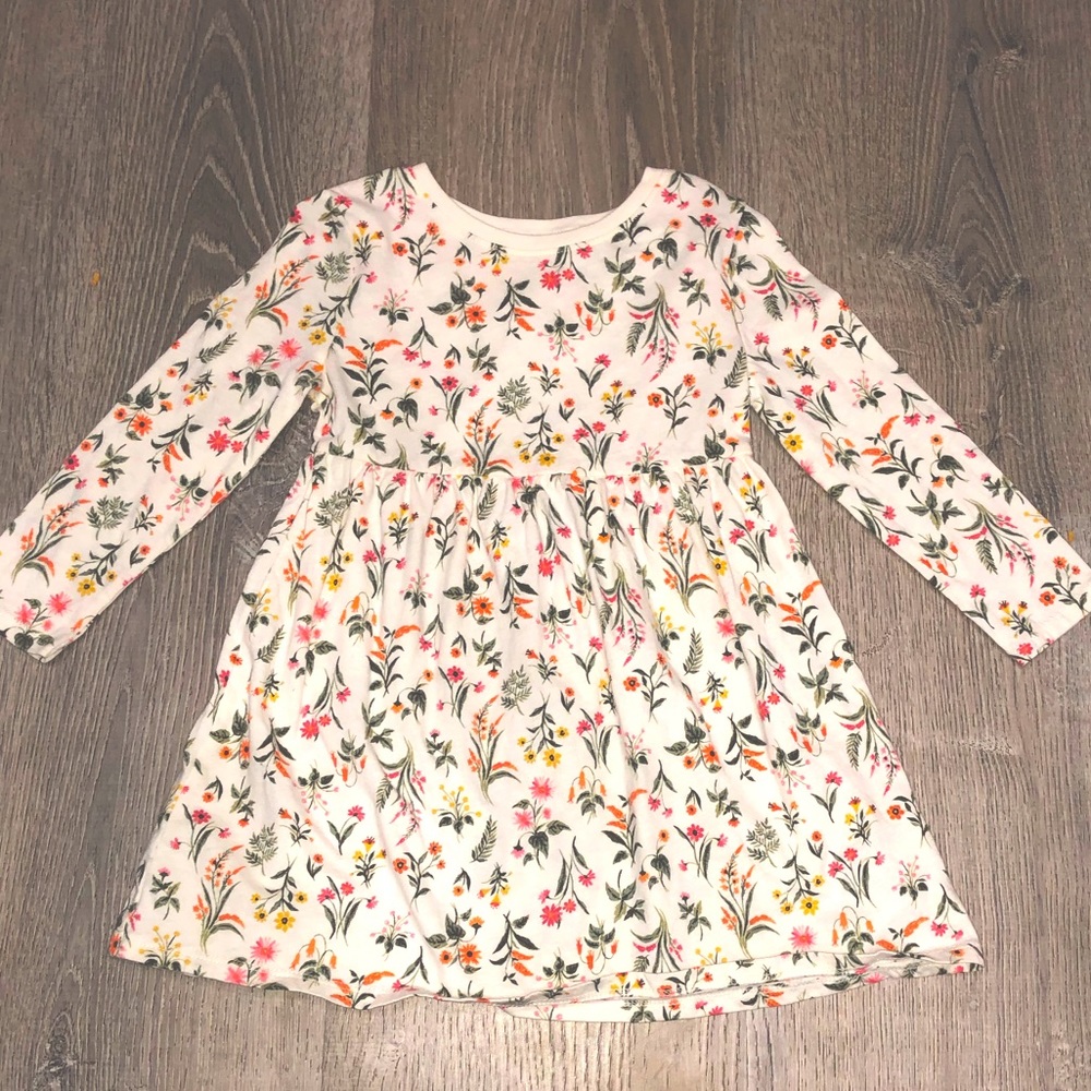Old Navy. Fit&Flare Floral Printed Jersey Dress. Long Sleeve. 3T. Cream/Floral.